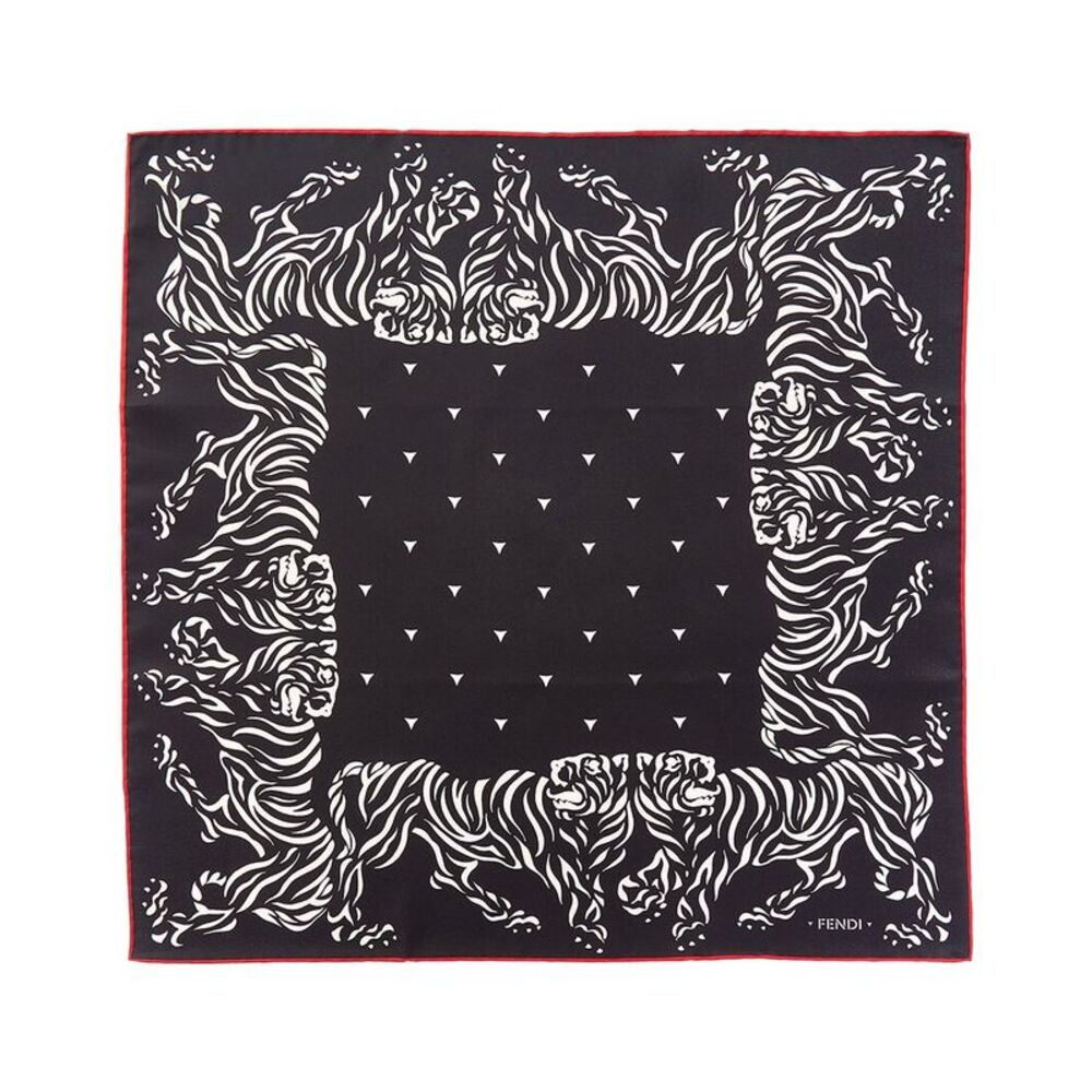 Fendi Foulard Silk Scarf, Black